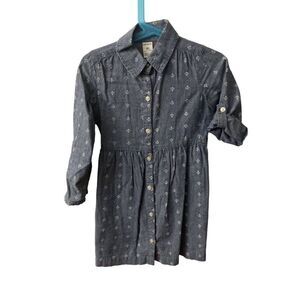 Carter's Chambray Dress Nautical print of anchors button down Sz 4T carters EUC